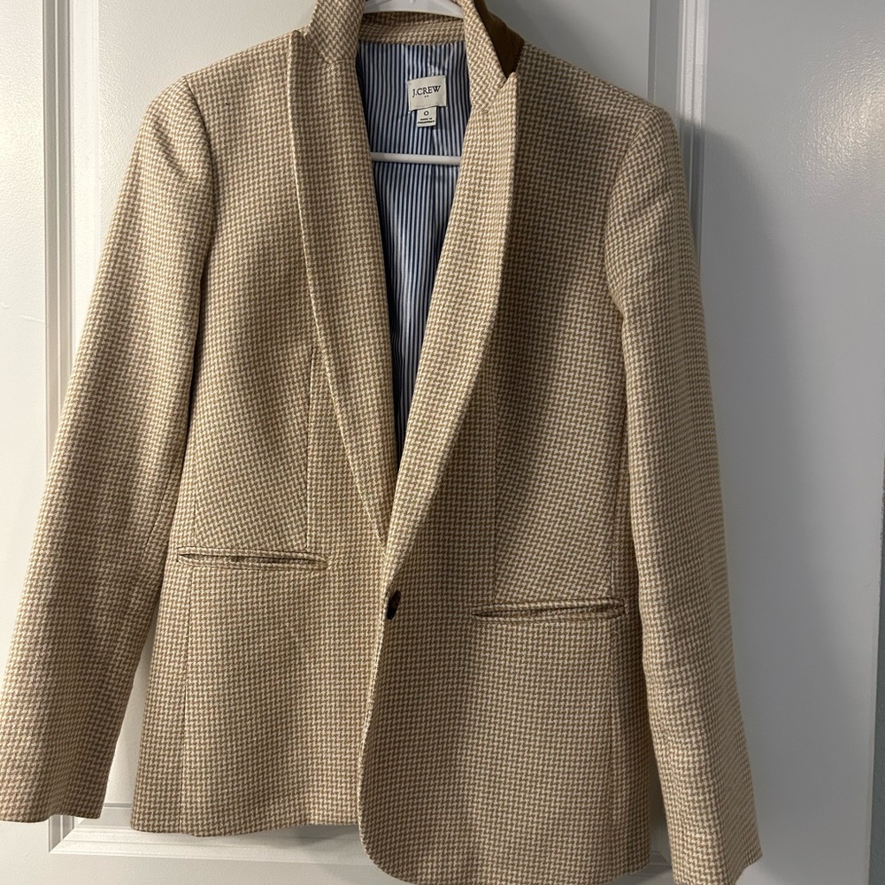 J. Crew Tan Houndstooth Blazer
